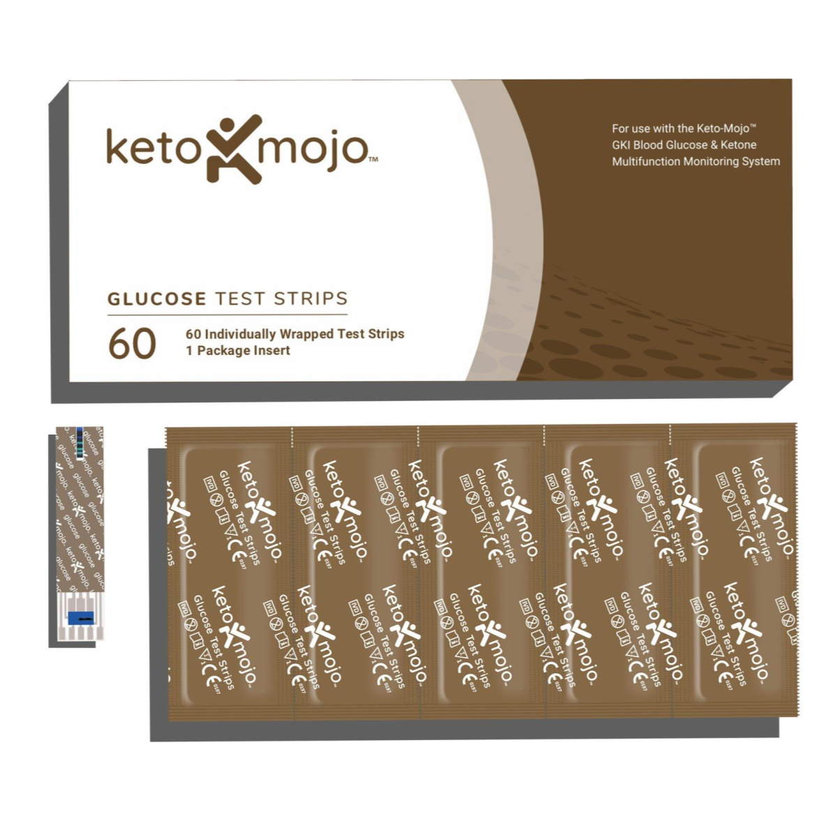Keto-Mojo GKI Glucose Test Strips (60 Strips) For Keto-Mojo GKI Bluetooth Only (European Model)