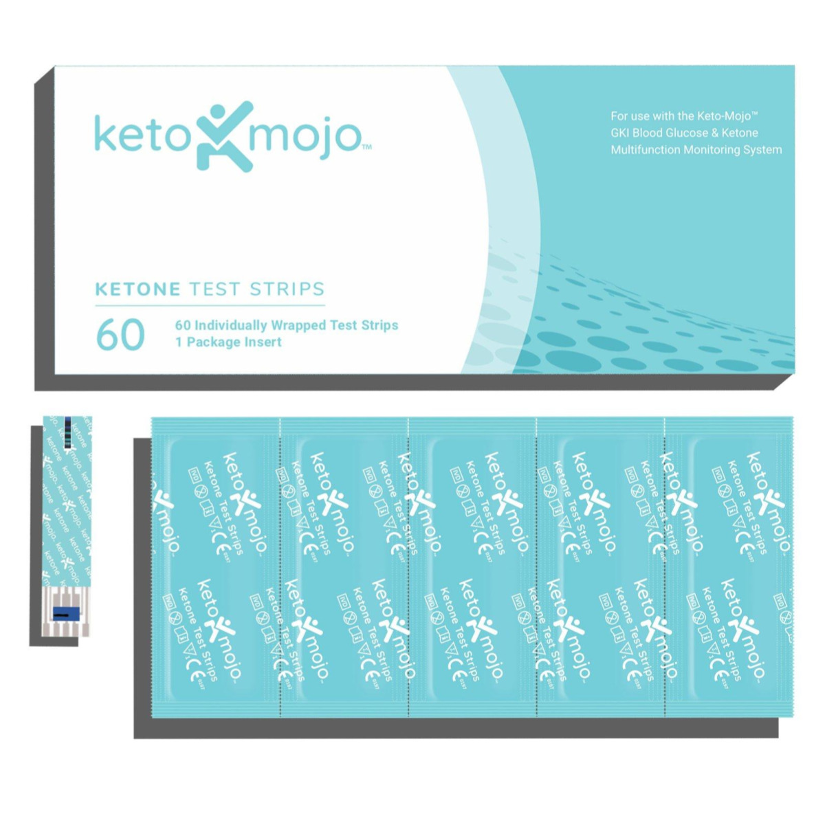 Keto-Mojo GKI Ketone Test Strips (60 Strips) For Keto-Mojo GKI Bluetooth Only (European Model)