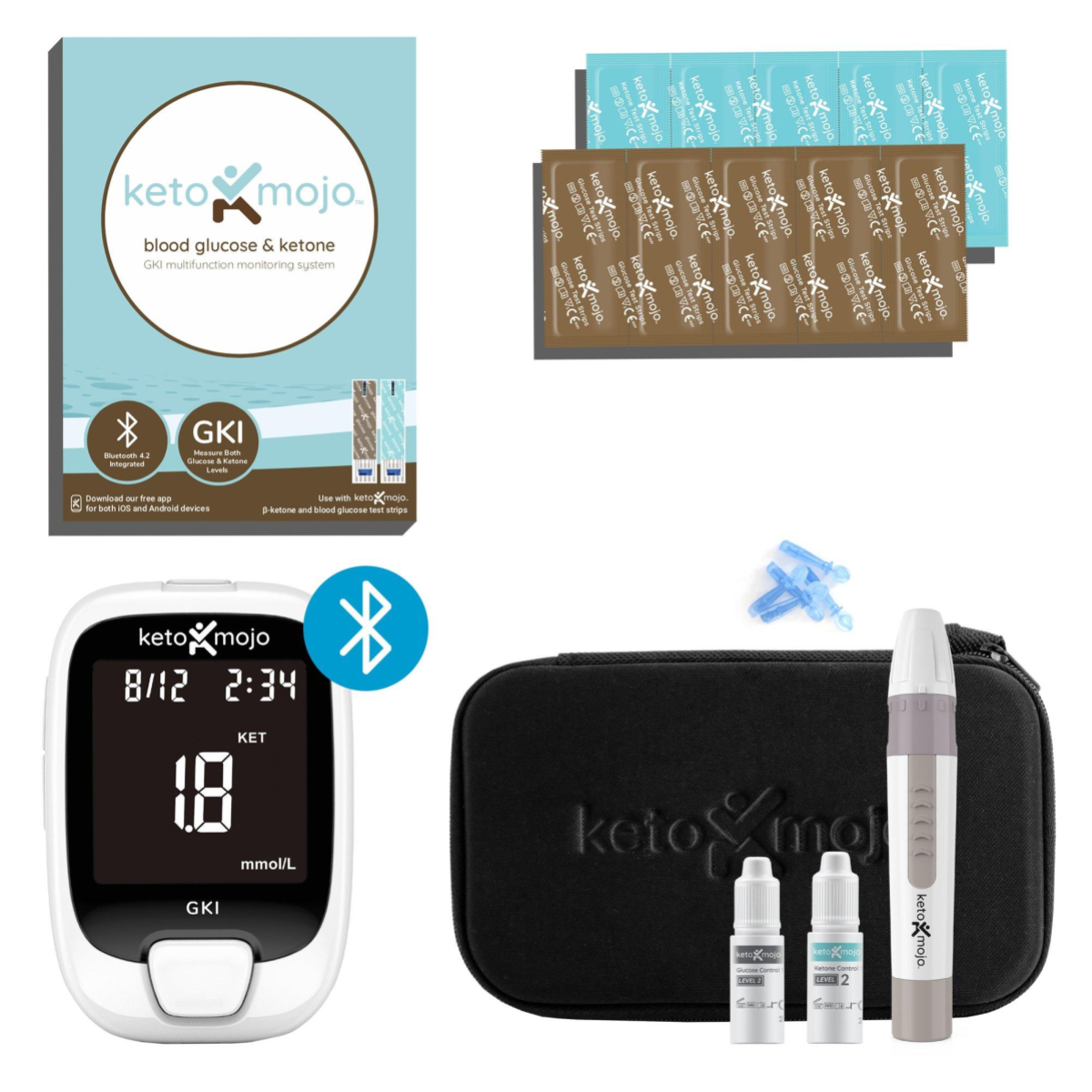 Keto-Mojo GKI-Bluetooth Blood Glucose & Ketone Meter - BASIC STARTER KIT